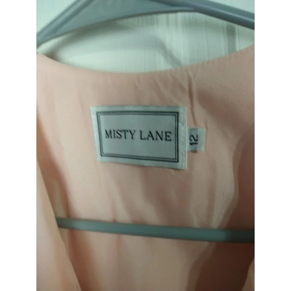 Misty Lane Woman 12 Pink Sleeveless Flax Blend Lined Maxi Straight Button Dress